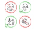 Launch project, Face recognition and Face attention icons set. Seo target sign. Vector