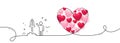 Launch project line icon. Startup rocket sign. Continuous line big heart. Vector