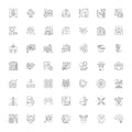 Launch project linear icons, signs, symbols vector line illustration set Royalty Free Stock Photo