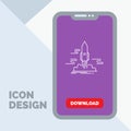 launch, Publish, App, shuttle, space Line Icon in Mobile for Download Page