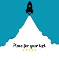 Launch a rocket and advertising. Concept of starting a new project. place for your text