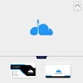 launch rocket and cloud concept logo template vector illustration, free business card design Royalty Free Stock Photo