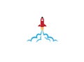 Launch of a rocket left heavy dust for logo design illustration Royalty Free Stock Photo