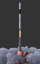 The launch of Rocket take off on black background with clipping path