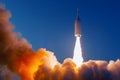 The launch of the space shuttle. With fire and smoke. Elements of this image were furnished by NASA Royalty Free Stock Photo