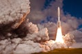 The launch of the space shuttle. With fire and smoke. Elements of this image were furnished by NASA Royalty Free Stock Photo