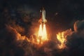 The launch of the space shuttle into space. Generative AI Royalty Free Stock Photo