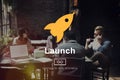 Launch Start Begin Rocket Ship Icon Concept