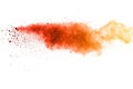 Launched orange powder on white background