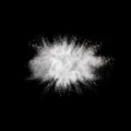 Launched white particle splash on black background. Royalty Free Stock Photo