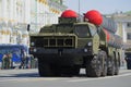 Launcher anti-aircraft missile systems S-300PM on rehearsal of parade in honor of Victory Day in St. Petersburg