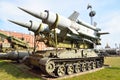 Launcher 2P24 with two rockets 3M8 of missile complex 9K11 Krug in Military Artillery Museum.