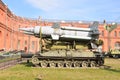 Launcher 2P24 with two rockets 3M8 of missile complex 9K11 Krug in Military Artillery Museum.