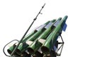 Launcher of the self-propelled system Buk M2 with four missiles isolated on the white background