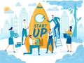 Launching Business Startup Flat Vector Concept