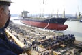 Launching ceremony of a ship