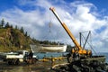 Launching old whaling boat at Cascade Bay