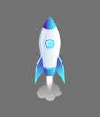Launching Rocket Craft Icon Vector Illustration