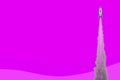 Launching rocket on purple background. Startup and break through concept. 3D Rendering Royalty Free Stock Photo