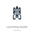 Launching shuttle icon vector. Trendy flat launching shuttle icon from astronomy collection isolated on white background. Vector Royalty Free Stock Photo