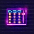 Launchpad neon icon. Music glowing sign. Music concept. Vector illustration for Sound recording studio design, advertising,