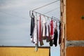 Laundered clothes drying outside