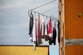 Laundered clothes drying outside