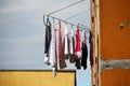 Laundered clothes drying outside