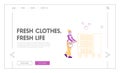 Laundrette Company, Hotel Cleaning Service Landing Page Template. Female Character Employee