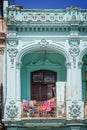 Laundry on the balcony of an old colonial building, Old Havana Royalty Free Stock Photo