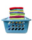 Laundry basket with folded clothes Royalty Free Stock Photo