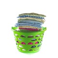 Laundry basket with folded clothes Royalty Free Stock Photo