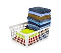 Laundry basket with folded clothes Royalty Free Stock Photo