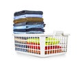 Laundry basket with folded clothes Royalty Free Stock Photo