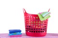 Laundry basket with folded wash