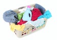 Laundry Basket Full of Dirty Clothes and Softener