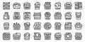 Laundry basket icons set outline vector. Clothes dirty