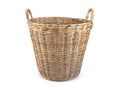 Laundry basket made of rattan isolated on white background. Cloth basket isolated