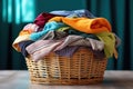 Laundry basket, natural light from the window, AI Generated