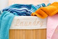 Laundry basket with towels Royalty Free Stock Photo