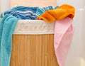 Laundry basket with towels Royalty Free Stock Photo