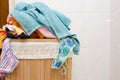Laundry basket with towels Royalty Free Stock Photo