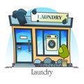 Laundry building with t-shirt and washing machine