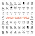 Laundry Care symbols. Cleaning icons set Royalty Free Stock Photo