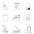 Laundry and cleaning house icon set line Royalty Free Stock Photo