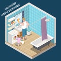 Laundry And Cleaning Isometric Composition