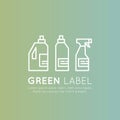 Laundry and Cleaning Liquid Bottles, ECO Green Ingredients, Natural Products, Environmentally Friendly