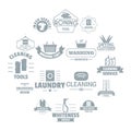 Laundry cleaning logo icons set, simple style