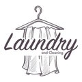 Laundry and cleaning service logotype monochrome sketch outline Royalty Free Stock Photo