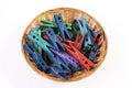 Laundry clips in basket Royalty Free Stock Photo